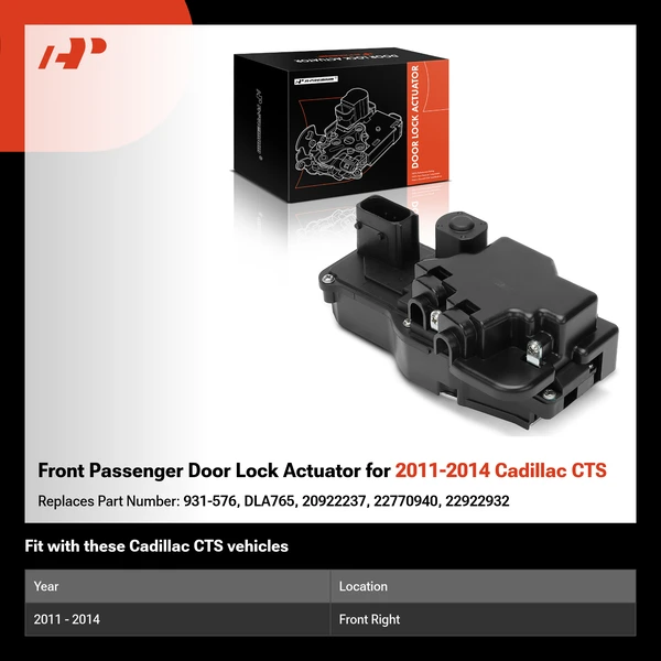 Front Passenger Door Lock Actuator for 2011-2014 Cadillac CTS