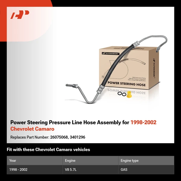 Power Steering Pressure Line Hose Assembly for 1998-2002 Chevrolet Camaro
