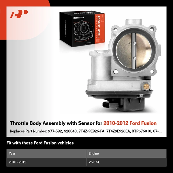 Throttle Body Assembly with Sensor for 2010-2012 Ford Fusion