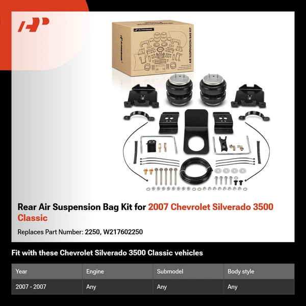 Rear Air Suspension Bag Kit for 2007 Chevrolet Silverado 3500 Classic