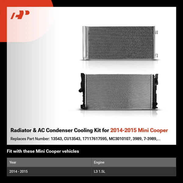 Radiator & AC Condenser Cooling Kit for 2014-2015 Mini Cooper