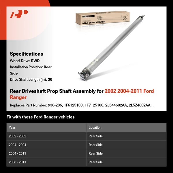 Rear Driveshaft Prop Shaft Assembly for 2002 2004-2011 Ford Ranger
