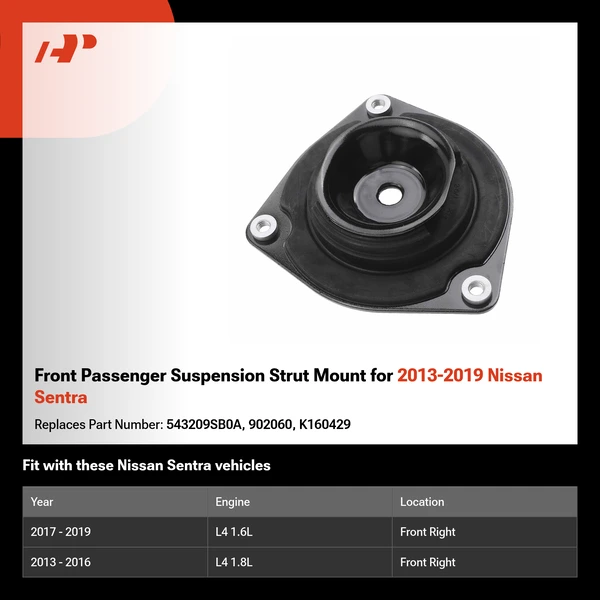 Front Passenger Suspension Strut Mount for 2013-2019 Nissan Sentra