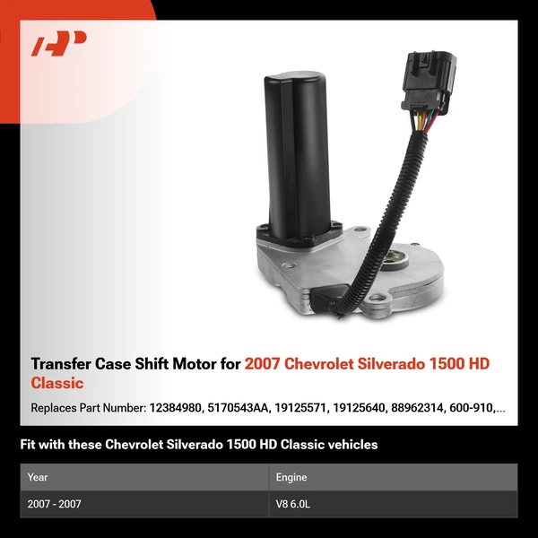 Transfer Case Shift Motor for 2007 Chevrolet Silverado 1500 HD Classic