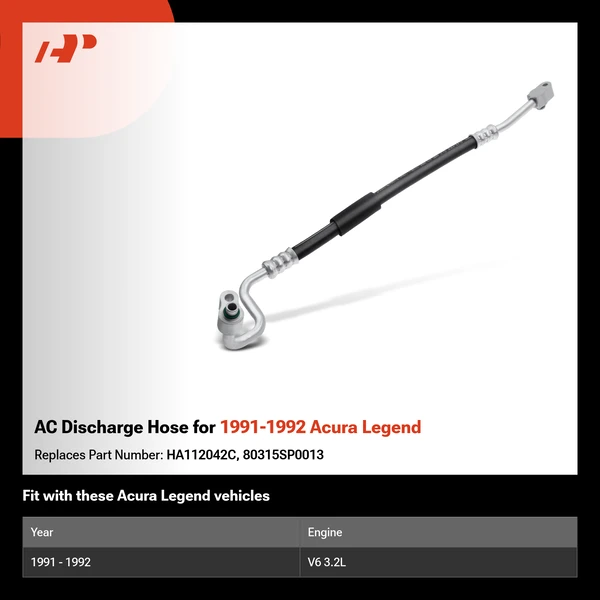 AC Discharge Hose for 1991-1992 Acura Legend