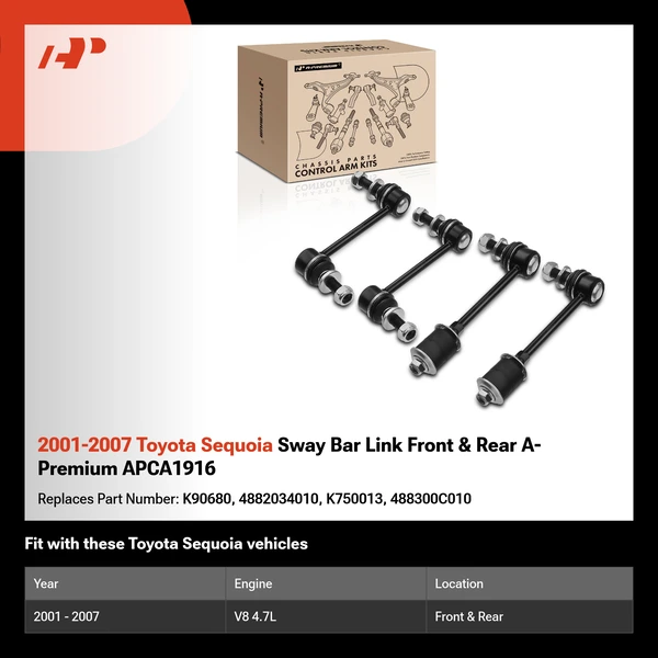 2001-2007 Toyota Sequoia Sway Bar Link Front & Rear A-Premium APCA1916