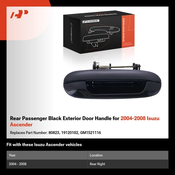 Rear Passenger Black Exterior Door Handle for 2004-2008 Isuzu Ascender