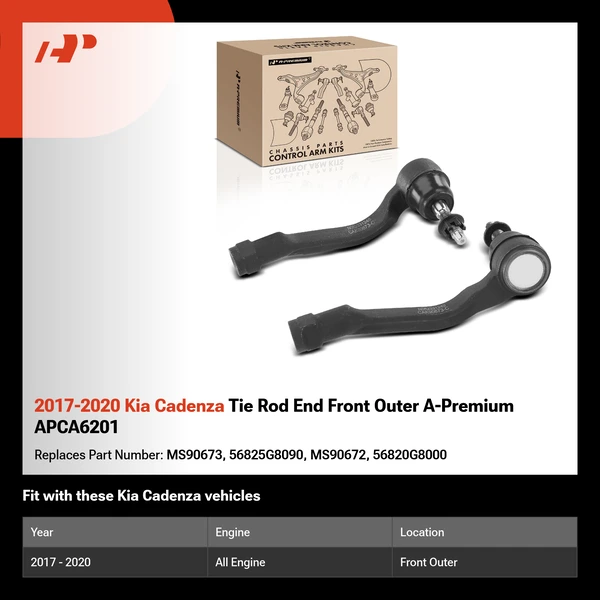 2017-2020 Kia Cadenza Tie Rod End Front Outer A-Premium APCA6201