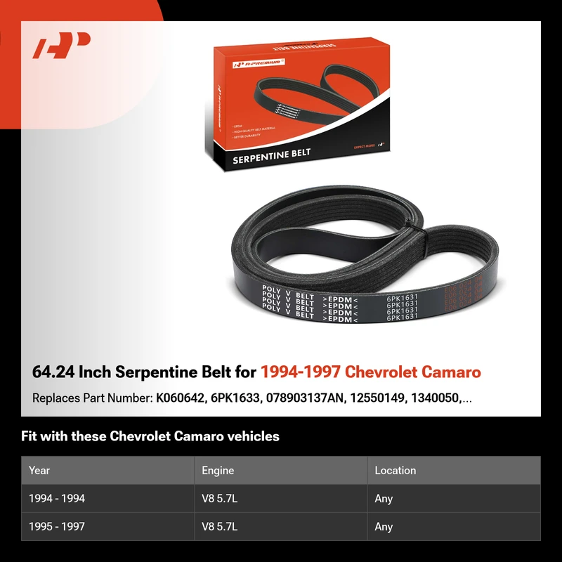 64.24 Inch Serpentine Belt for 1994-1997 Chevrolet Camaro