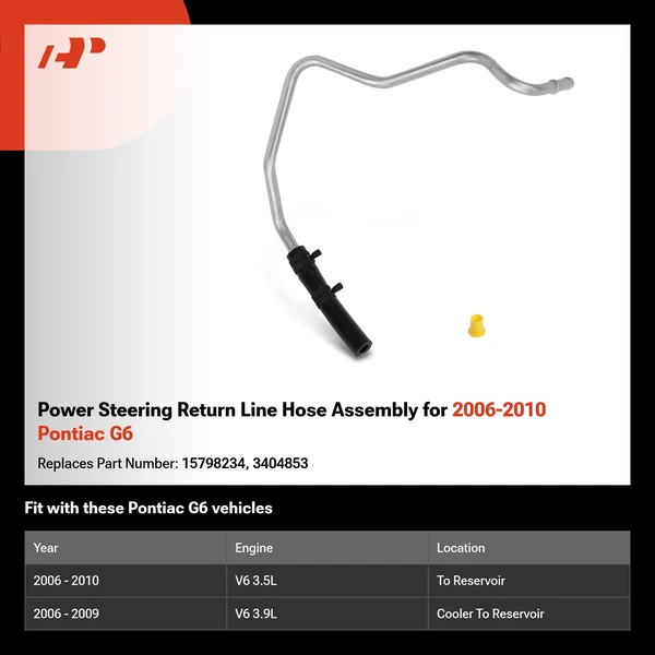 Power Steering Return Line Hose Assembly for 2006-2010 Pontiac G6