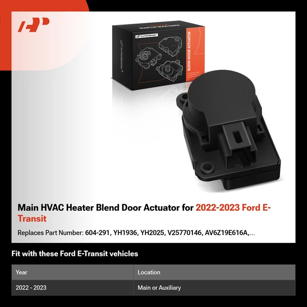 Main HVAC Heater Blend Door Actuator for 2022-2023 Ford E-Transit