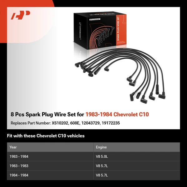 8 Pcs Spark Plug Wire Set for 1983-1984 Chevrolet C10