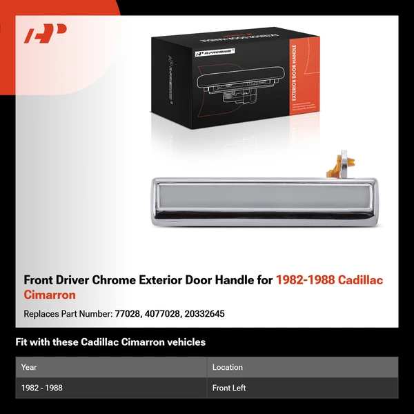 Front Driver Chrome Exterior Door Handle for 1982-1988 Cadillac Cimarron