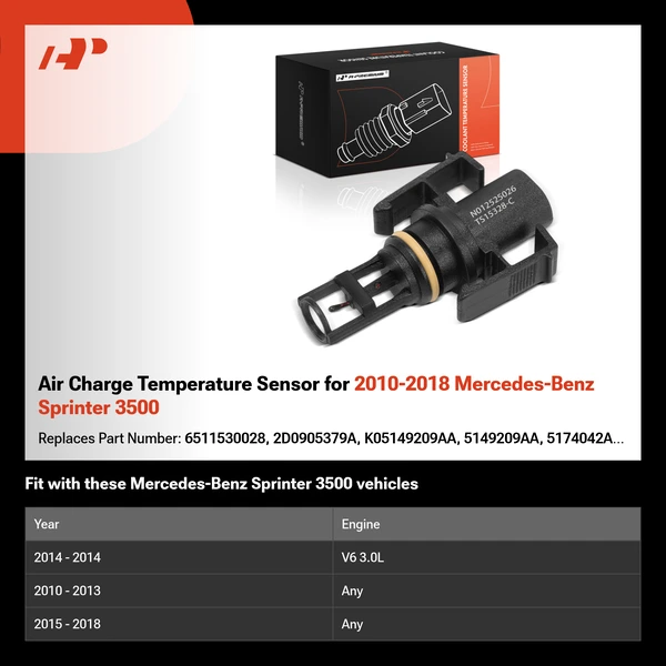 Air Charge Temperature Sensor for 2010-2018 Mercedes-Benz Sprinter 3500