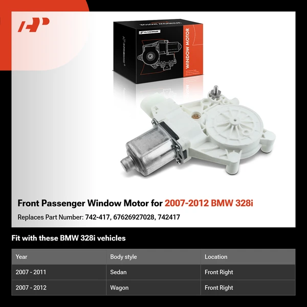Front Passenger Window Motor for 2007-2012 BMW 328i