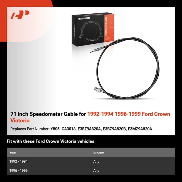 71 inch Speedometer Cable for 1992-1994 1996-1999 Ford Crown Victoria