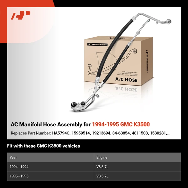 AC Manifold Hose Assembly for 1994-1995 GMC K3500