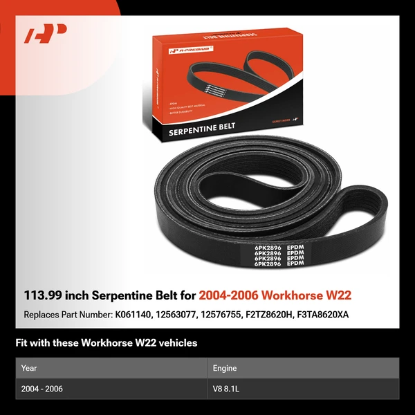 113.99 inch Serpentine Belt for 2004-2006 Workhorse W22