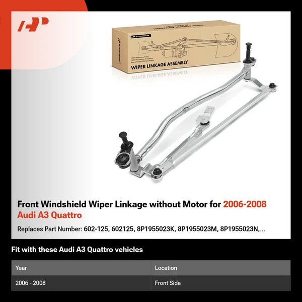 Front Windshield Wiper Linkage without Motor for 2006-2008 Audi A3 Quattro