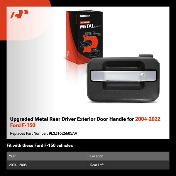 Upgraded Metal Rear Driver Exterior Door Handle for 2004-2022 Ford F-150