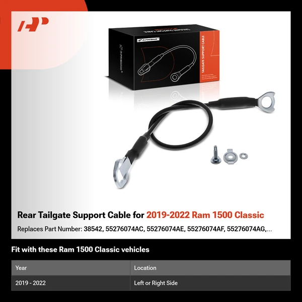 Rear Tailgate Support Cable for 2019-2022 Ram 1500 Classic
