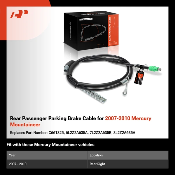 Rear Passenger Parking Brake Cable for 2007-2010 Mercury Mountaineer