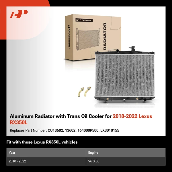 Aluminum Radiator with Trans Oil Cooler for 2018-2022 Lexus RX350L