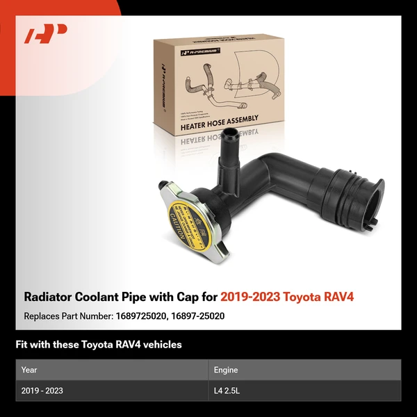 Radiator Coolant Pipe with Cap for 2019-2023 Toyota RAV4