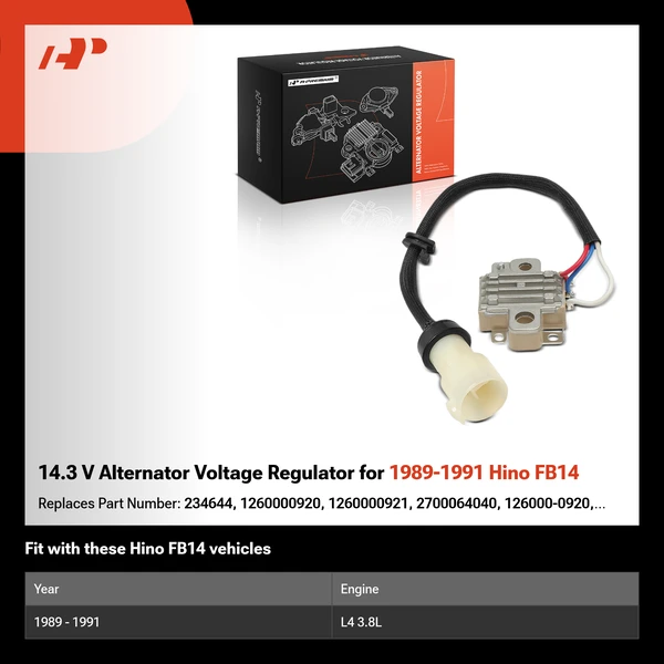 14.3 V Alternator Voltage Regulator for 1989-1991 Hino FB14