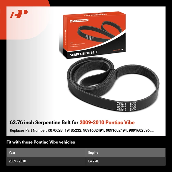 62.76 inch Serpentine Belt for 2009-2010 Pontiac Vibe