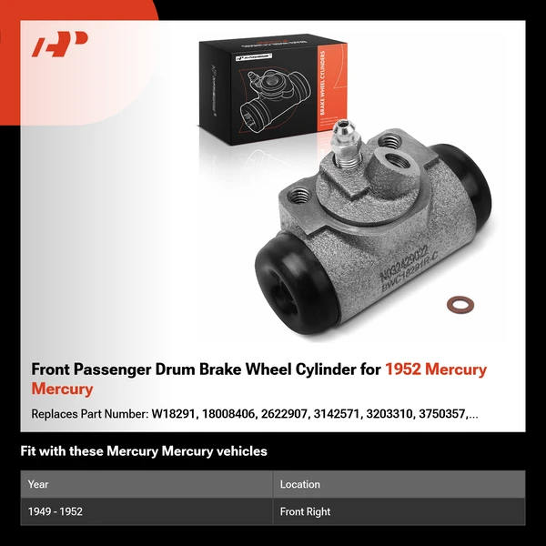 Front Passenger Drum Brake Wheel Cylinder for 1952 Mercury Mercury