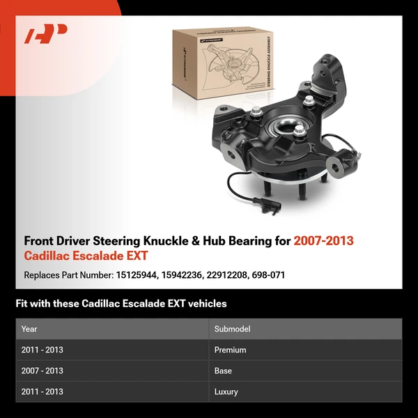 Front Driver Steering Knuckle & Hub Bearing for 2007-2013 Cadillac Escalade EXT