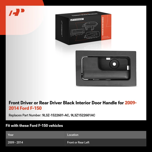 Front Driver or Rear Driver Black Interior Door Handle for 2009-2014 Ford F-150