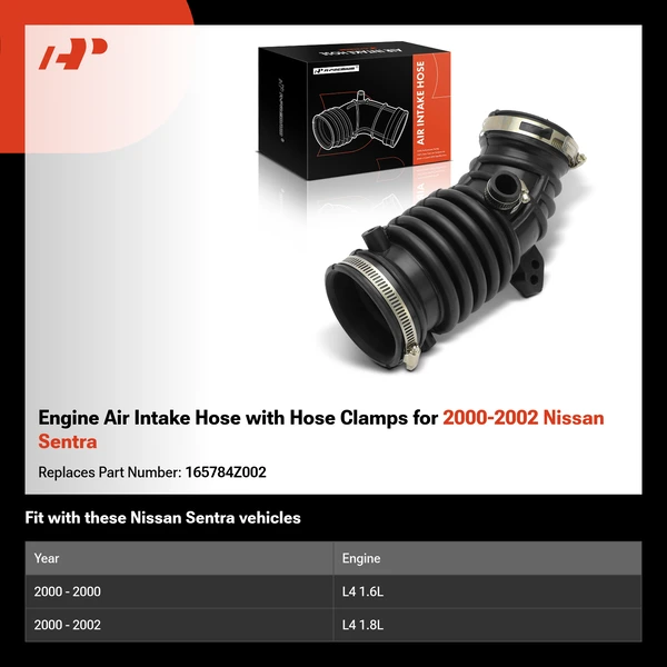 Engine Air Intake Hose with Hose Clamps for 2000-2002 Nissan Sentra