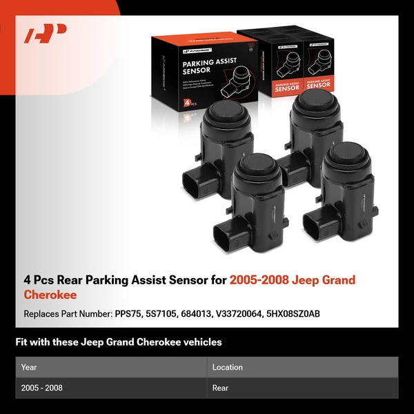 4 Pcs Rear Parking Assist Sensor for 2005-2008 Jeep Grand Cherokee