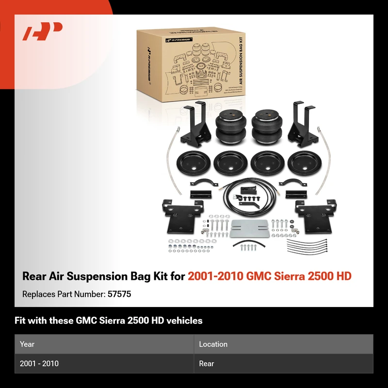 Rear Air Suspension Bag Kit for 2001-2010 GMC Sierra 2500 HD