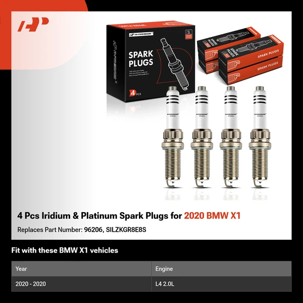 4 Pcs Iridium & Platinum Spark Plugs for 2020 BMW X1