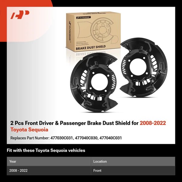 2 Pcs Front Driver & Passenger Brake Dust Shield for 2008-2022 Toyota Sequoia