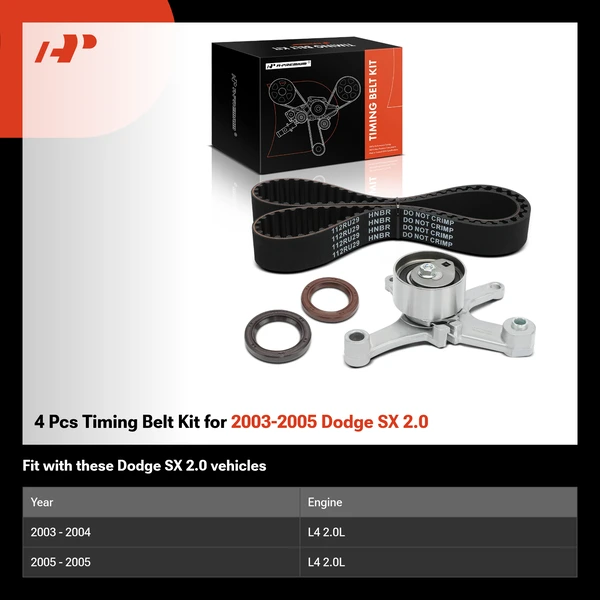 4 Pcs Timing Belt Kit for 2003-2005 Dodge SX 2.0