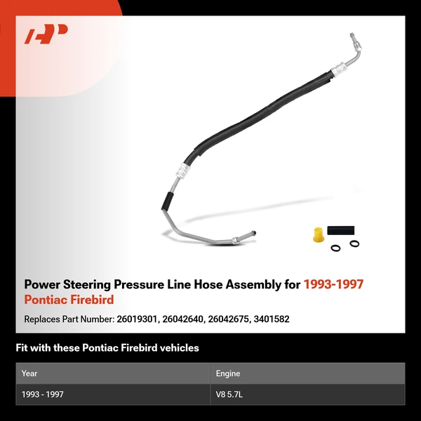 Power Steering Pressure Line Hose Assembly for 1993-1997 Pontiac Firebird