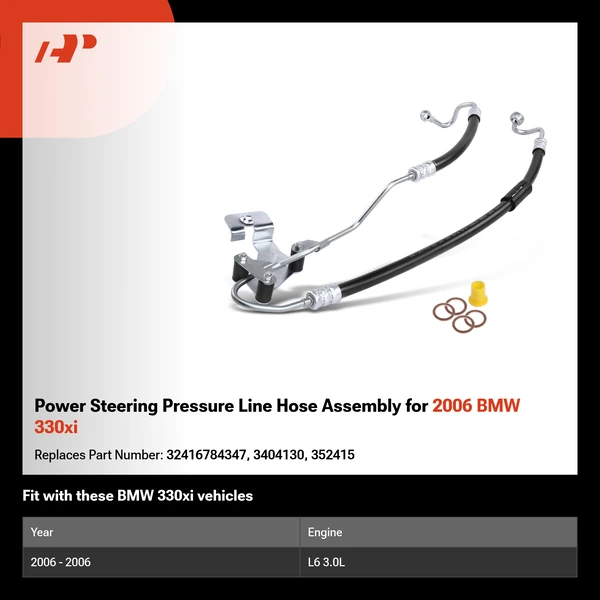 Power Steering Pressure Line Hose Assembly for 2006 BMW 330xi