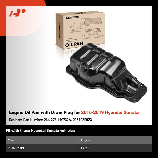 Engine Oil Pan with Drain Plug for 2016-2019 Hyundai Sonata