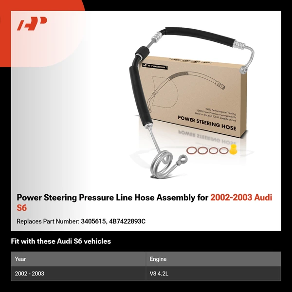Power Steering Pressure Line Hose Assembly for 2002-2003 Audi S6