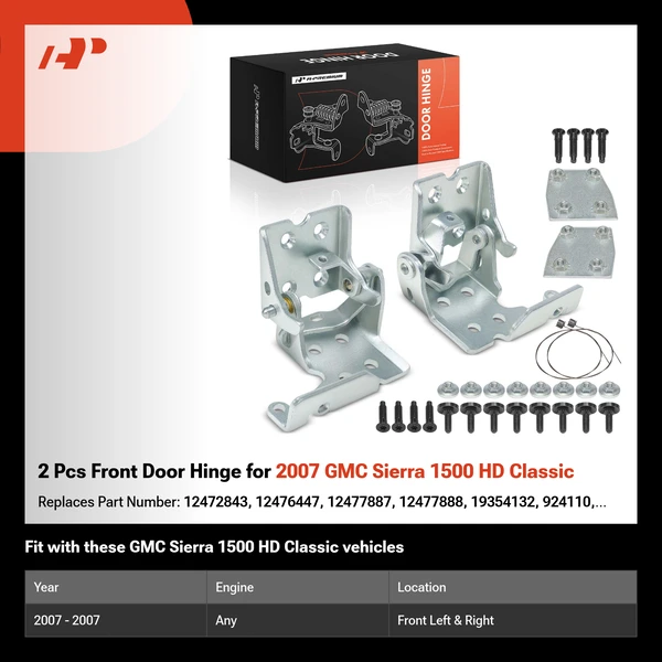 2 Pcs Front Door Hinge for 2007 GMC Sierra 1500 HD Classic