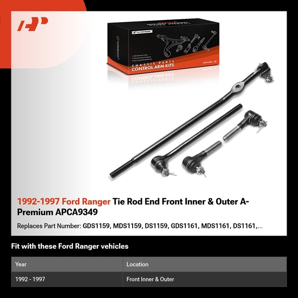 1992-1997 Ford Ranger Tie Rod End Front Inner & Outer A-Premium APCA9349