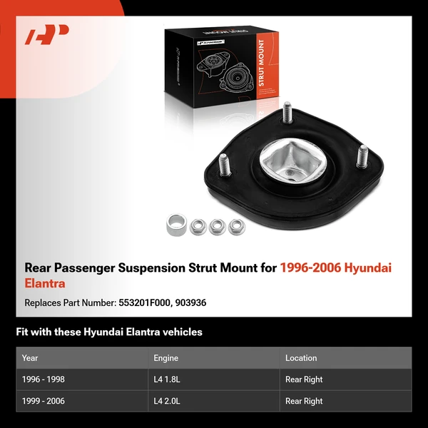 Rear Passenger Suspension Strut Mount for 1996-2006 Hyundai Elantra