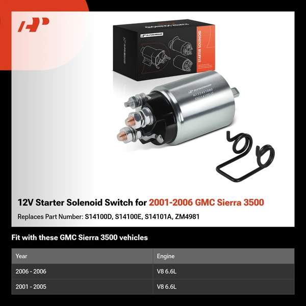 12V Starter Solenoid Switch for 2001-2006 GMC Sierra 3500