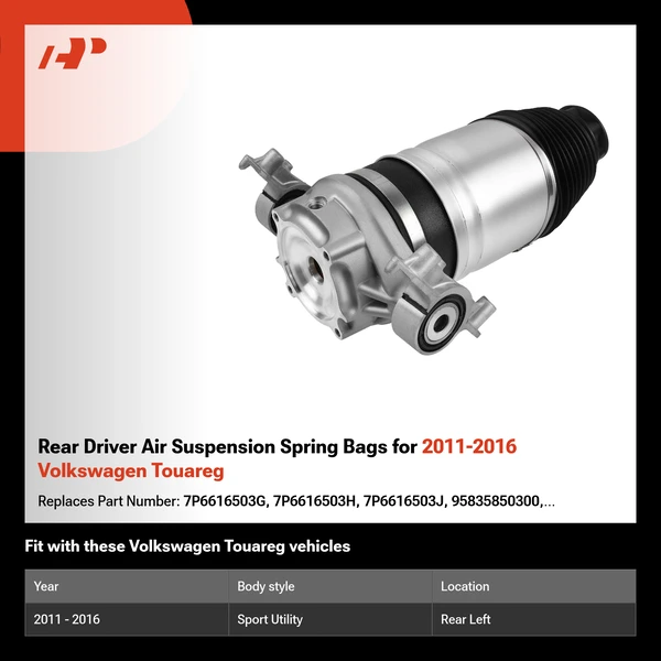 Rear Driver Air Suspension Spring Bags for 2011-2016 Volkswagen Touareg