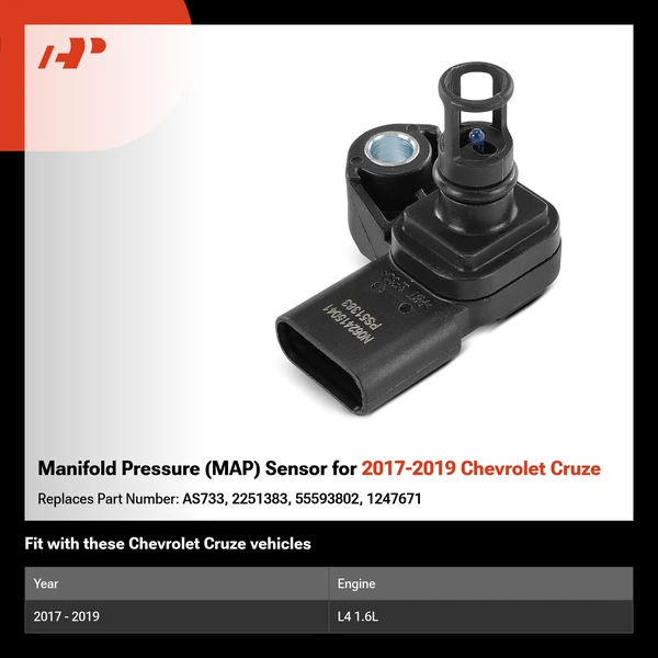Manifold Pressure (MAP) Sensor for 2017-2019 Chevrolet Cruze