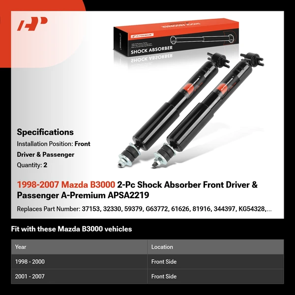 1998-2007 Mazda B3000 2-Pc Shock Absorber Front Driver & Passenger A-Premium APSA2219